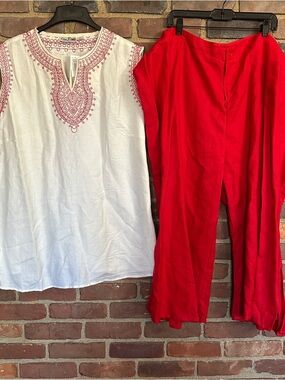 Erica Brooke 2 Piece Super Plus Sz 36 Embroidered Sleeveless